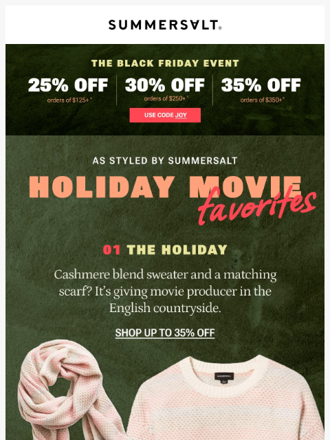 summersalt newsletter: Get The Look: Holiday Movie Edition