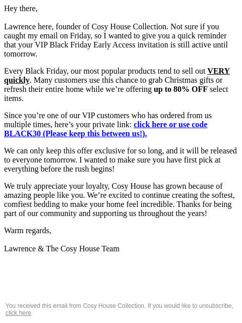 cosyhousecollection newsletter: RE: Did you receive my invite?