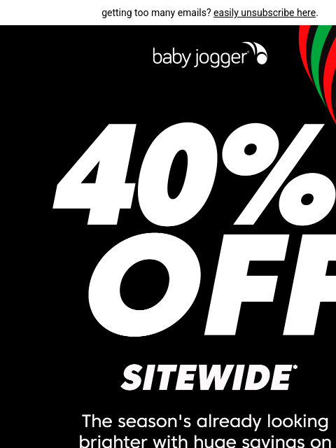 babyjogger newsletter: 🚨 this is not a drill: 40% off sitewide!