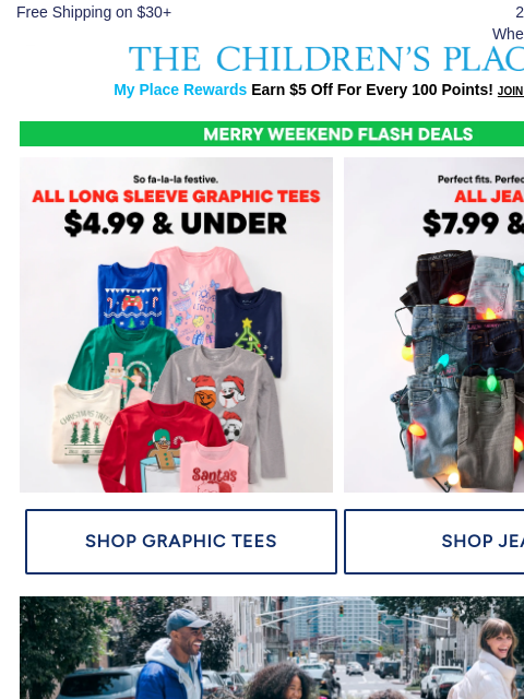 childrensplace newsletter: Ends SOON: $4.99 Long Sleeve Graphic Tees🎄⚡