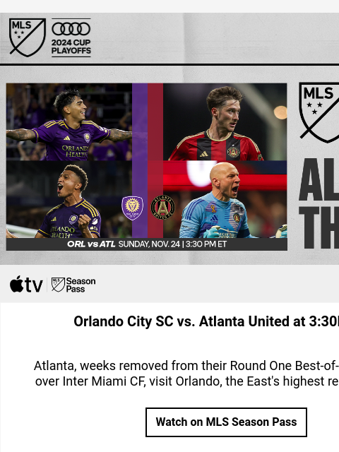 Eastern & Western Conference Semifinals conclude today 2024 Cup Playoffs Bracket Challenge Orlando City SC vs. Atlanta United at 3‍:30PM ET Atlanta, weeks removed from their Round One Best-of-3