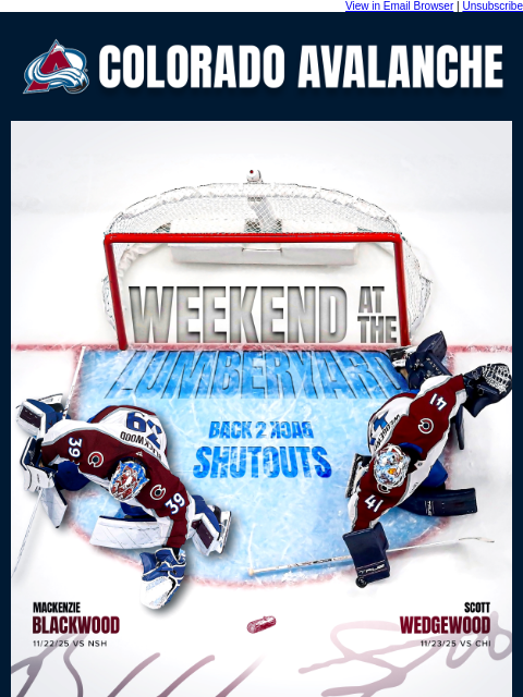 thecoloradoavalanche newsletter: Back-to-Back Shutouts!