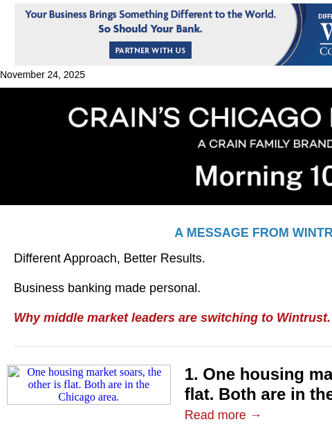 crainalerts newsletter: Chicago's dual housing markets