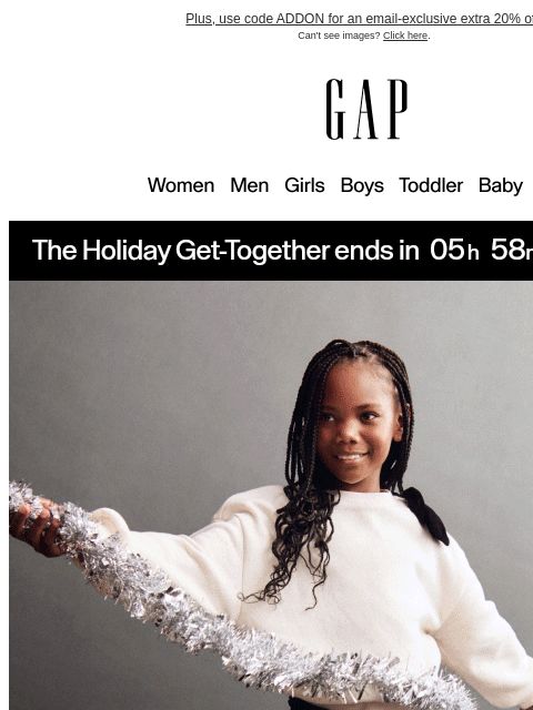 gap newsletter: You're getting 40–60% off party looks
