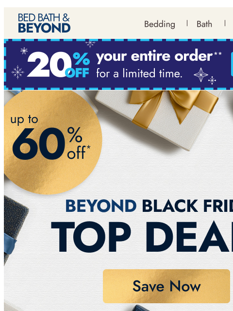 bedbathandbeyond newsletter: Your Beyond Black Friday top deals, up to 60% off