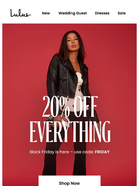 lulus newsletter: Black Friday: Everything 20% Off 🛍️
