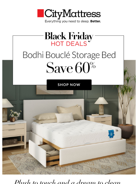 citymattress newsletter: Today’s Hot Deal: 60% off the coziest bed