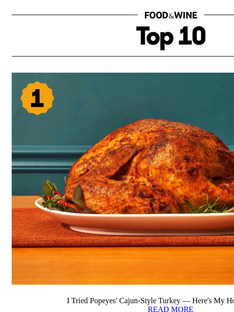 foodandwine newsletter: I Tried Popeyes' Cajun-Style Turkey — Here's My Ho...