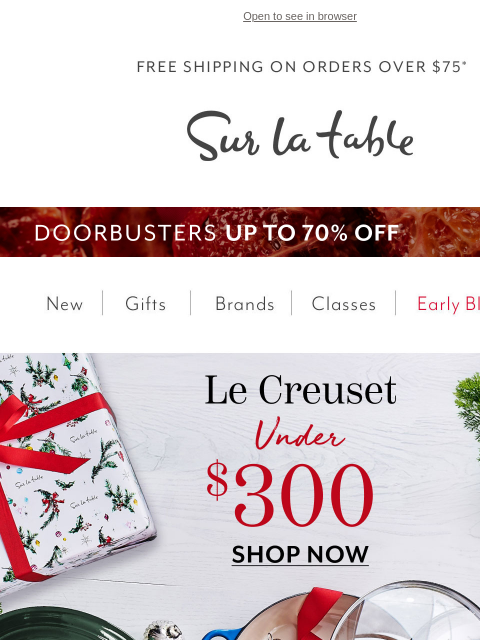 surlatable newsletter: Doorbuster Deal: Le Creuset under $300.