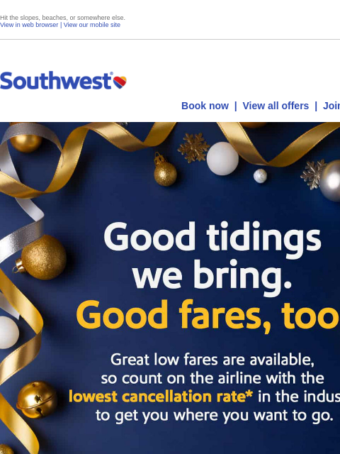southwest newsletter: Customer, we wish you some merry savings!