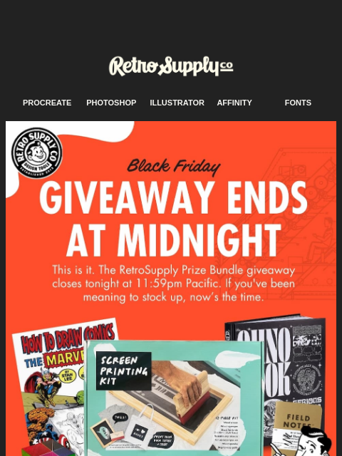 retrosupply newsletter: 50% Off + Giveaway Ends Tonight
