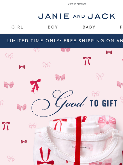 janieandjack newsletter: Our PJs make good gifts (& they're 40% off)
