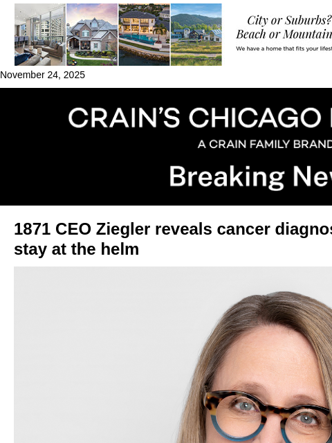 crainalerts newsletter: 1871 CEO reveals cancer diagnosis — and pledges to...