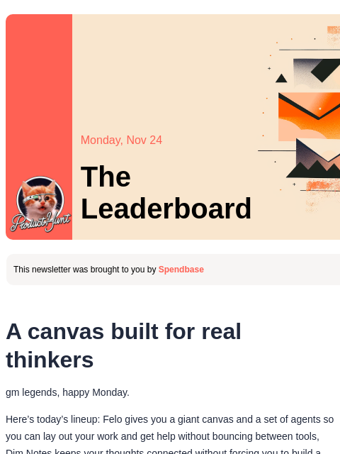 producthunt newsletter: 😸 A canvas for real thinkers