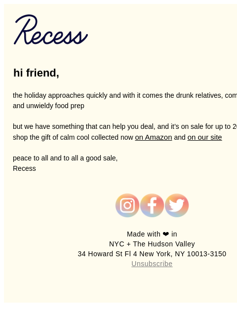 takearecess newsletter: ’tis the season to let it slide