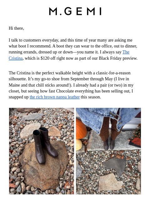 mgemi newsletter: 🖤 $120 Off The Cristina 🖤