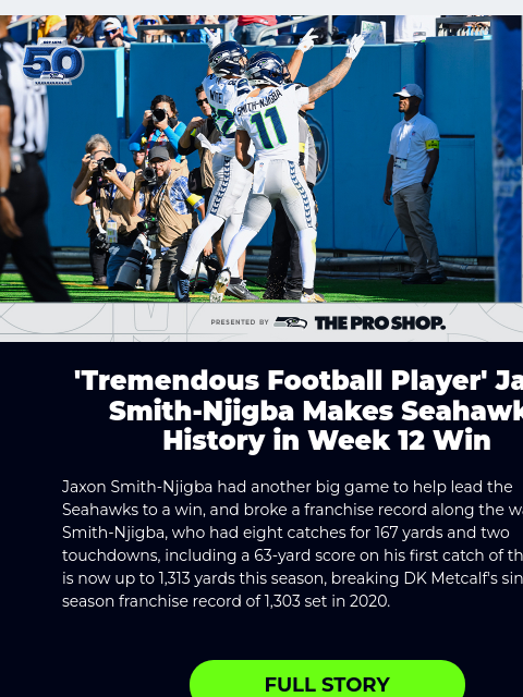 seahawksemail newsletter: JSN Makes Seahawks History in Week 12 Win