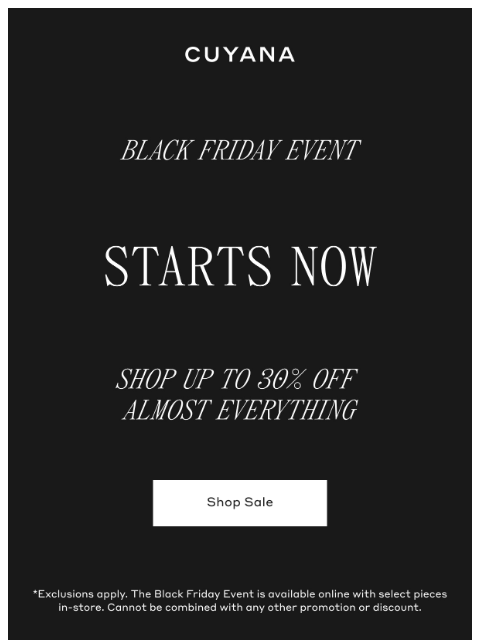 cuyana newsletter: Black Friday Event Starts Now