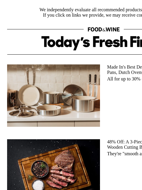 foodandwine newsletter: Snag This 3-Piece Set of Wooden Cutting Boards for...