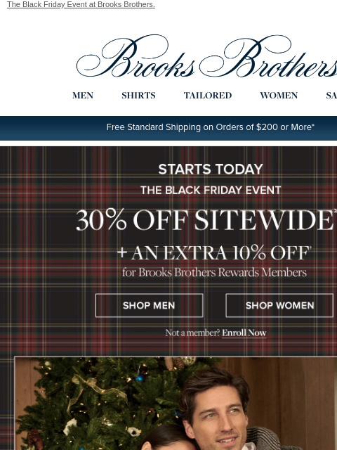 brooksbrothers newsletter: IT’S ON: 30% OFF SITEWIDE + an extra 10% off for m...