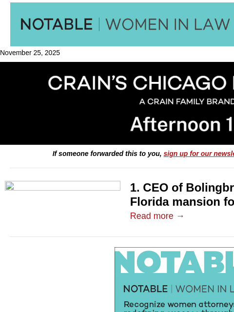 crainalerts newsletter: WeatherTech CEO lists big Florida mansion