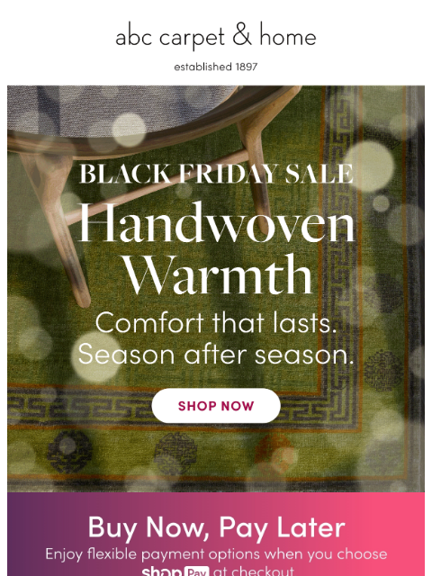 abchome newsletter: Transform Your Home with Up to 35% Off Rugs