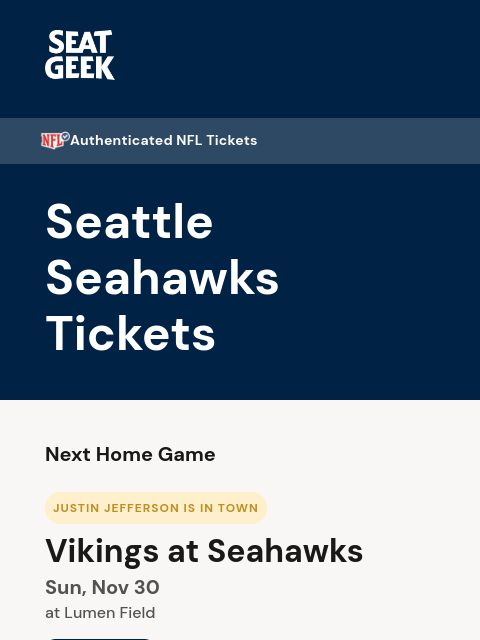 seatgeek newsletter: Seahawks vs Vikings
