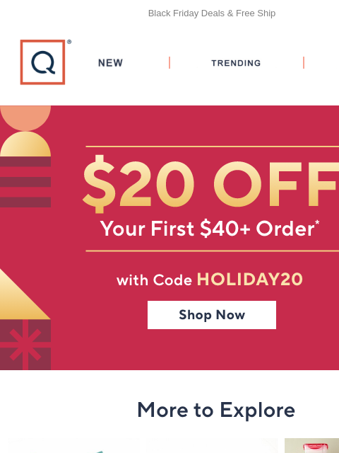 qvcemail newsletter: Welcome! $20 Off with Code Inside