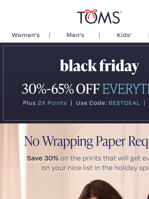 toms newsletter: ✨ Save up to 65% on Perfect Holiday Prints ✨
