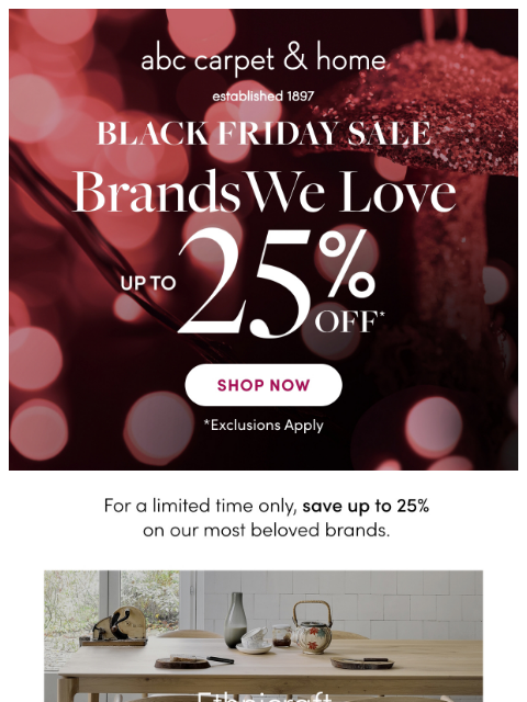 abchome newsletter: This Rarely Happens—Our Favorite Brands are ON SAL...