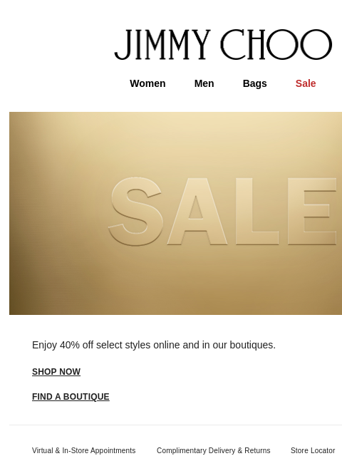jimmychoo newsletter: Our Sale Starts Now