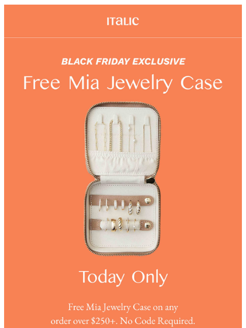italic newsletter: Free Jewelry Case, Today Only!