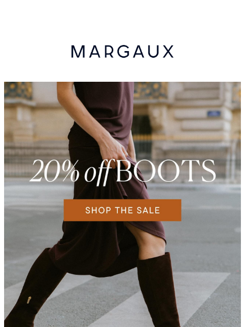 margauxny newsletter: 20% off every single boot