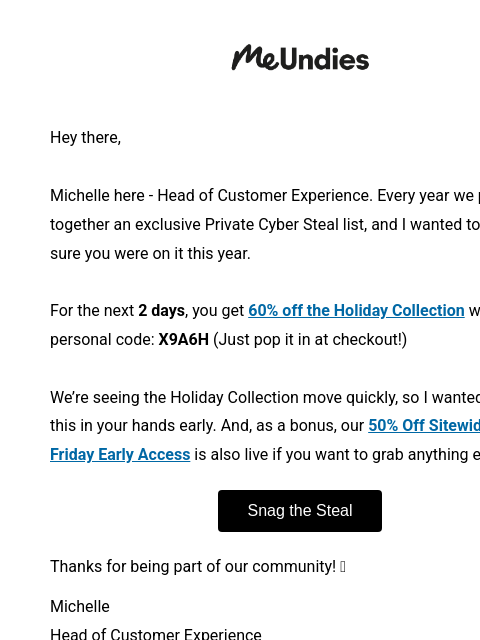 meundies newsletter: Your Invite: Private Cyber Steal 🎁