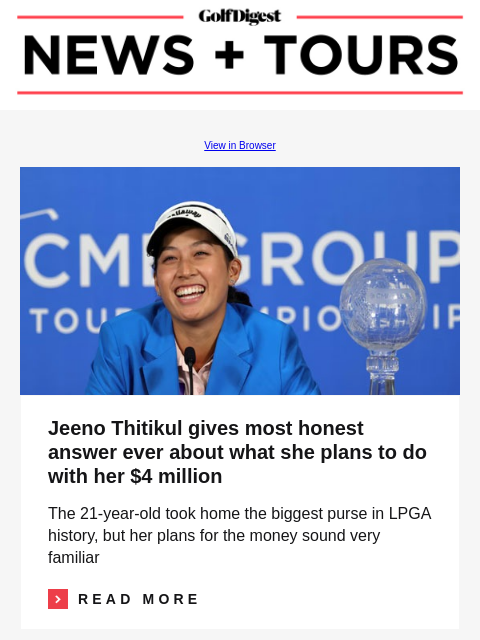 Joel Dahmen's caddie sent his boss the perfect tweet after their stressful but successful Sunday GolfDigest View in Browser Jeeno Thitikul gives most honest answer ever about what she plans to do