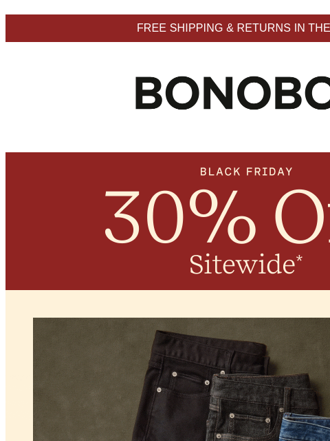 bonobos newsletter: Black Friday Deals: From $55