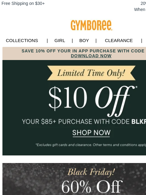gymboree newsletter: Your Exclusive Extra $10 OFF Starts NOW! 🥰