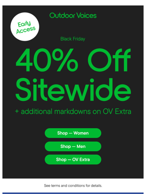 outdoorvoices newsletter: SURPRISE: 40% OFF SITEWIDE