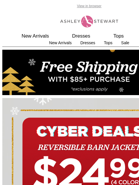 ashleystewart newsletter: Holiday Steal: $24.99 Cozy Reversible Jackets!🧥❄️