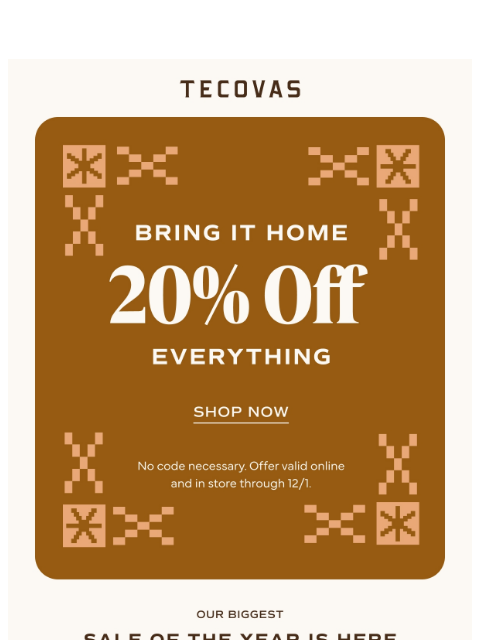 tecovas newsletter: SALE 20% OFF Everything