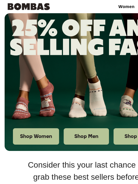 bombas newsletter: Uh Oh: These Are 25% Off, But Almost Gone