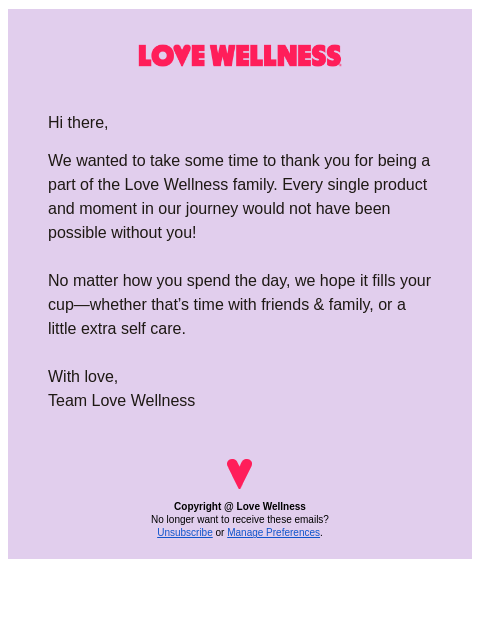 lovewellness newsletter: Thankful for YOU 🩷