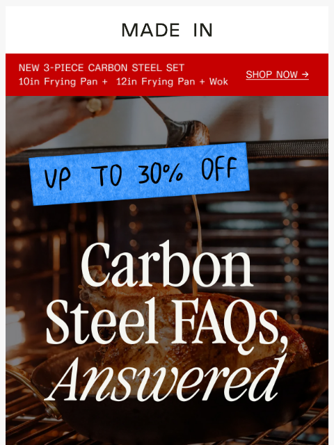 madeincookware newsletter: 🔥 Up to 30% Off All Carbon Steel Cookware