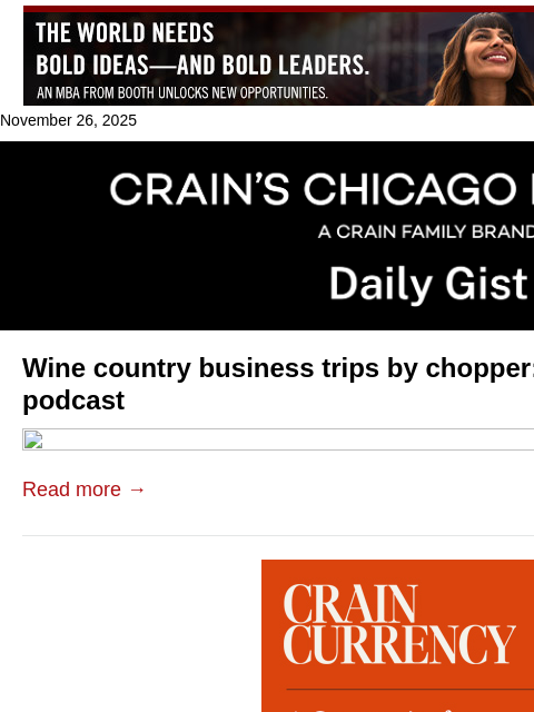 crainalerts newsletter: Wine country business trips by chopper: Crain's Da...