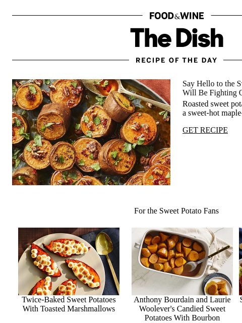 foodandwine newsletter: Melting Sweet Potatoes With Maple-Chile Crisp