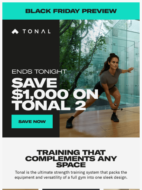 tonal newsletter: Save $1,000 on Tonal 2 Ending Tonight