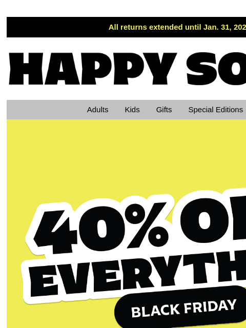 happysocks newsletter: ⚠️ 40% Off Black Friday—Top 10 Best Sellers