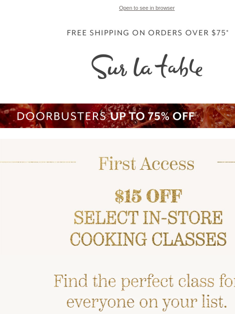 surlatable newsletter: A Gift They’ll Remember: Classes for Everyone