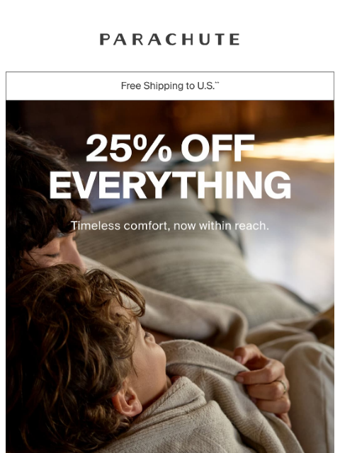 parachutehome newsletter: Feast On Softness, 25% Off