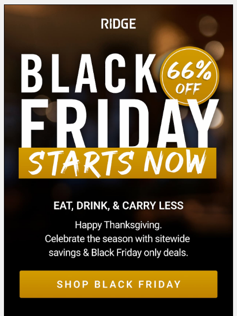ridge newsletter: Act NOW: 66% Off Black Friday is Here